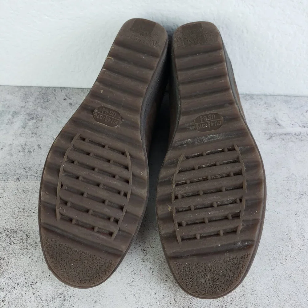 The Flexx Leather Comfort Shoes Nubuck Brown Slip-on Wedge size 6.5 Lagenlook
